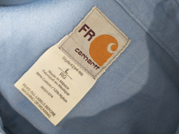 Carhartt FR | Men's Blue Flame Resistant Work Shirt Long Sleeve Workwear | L - Picture 4 of 6